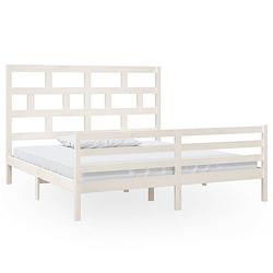 Foto van Vidaxl bedframe massief hout wit 180x200 cm 6ft super king