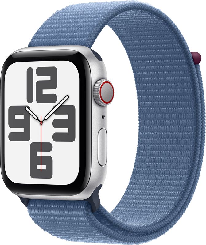 Foto van Apple watch se (2022) 4g 44mm zilver aluminium sport loop