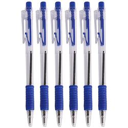 Foto van Balpennen - 16x stuks - blauw - softgrip - kliksysteem - pennen