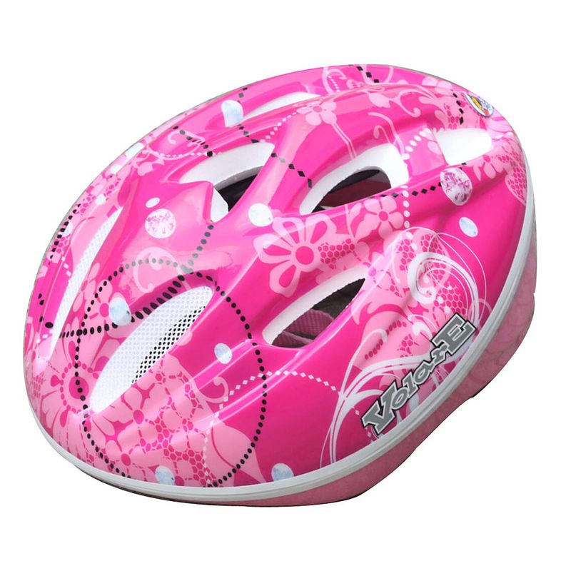 Foto van Volare deluxe fiets/skatehelm - roze - maat 51 - 55 cm