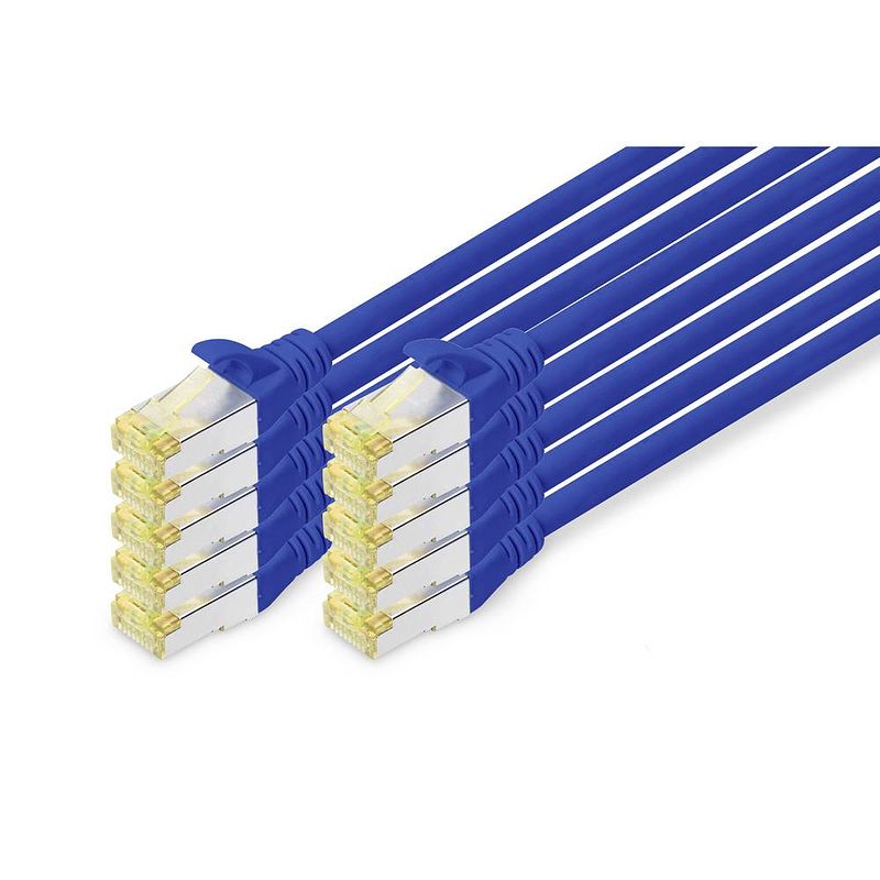 Foto van Digitus dk-1644-a-020-b-10 rj45 netwerkkabel, patchkabel cat 6a s/ftp 2 m blauw 1 stuk(s)