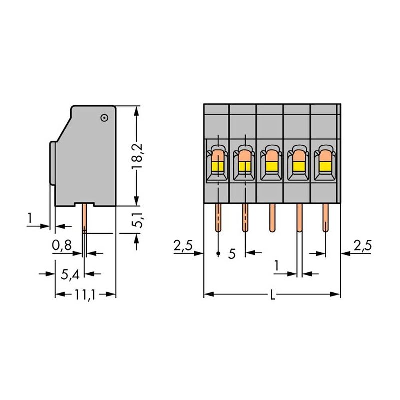 Foto van Wago 740-103/000-021 veerkrachtklemblok 2.50 mm² aantal polen 3 lichtgrijs 300 stuk(s)