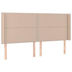 Foto van Vidaxl hoofdbord met randen 203x16x118/128cm kunstleer cappuccinokleur