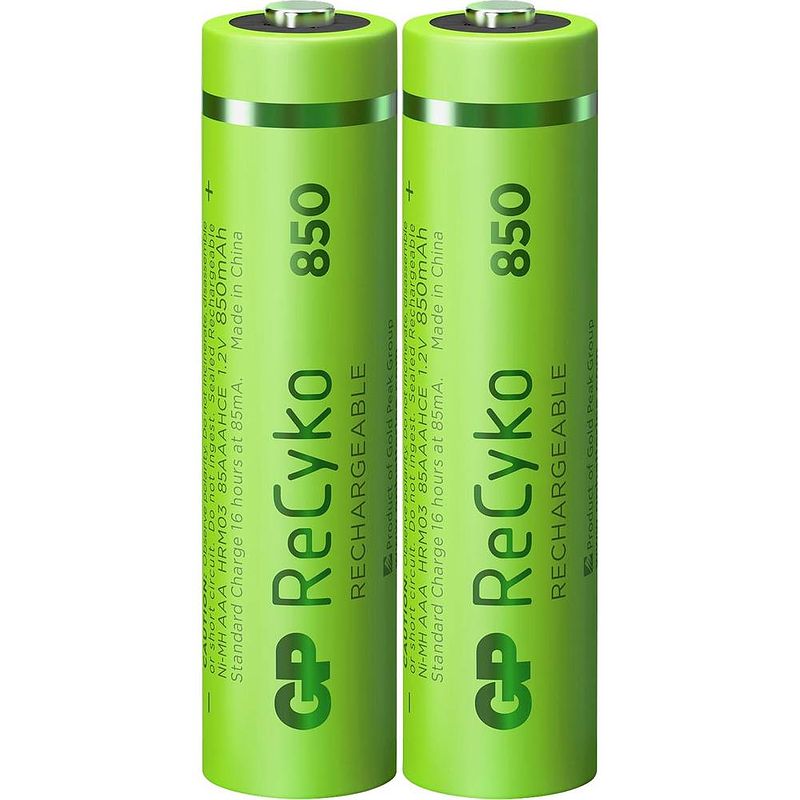 Foto van Gp recyko aaa 850mah 2 stuks oplaadbare nimh batterij