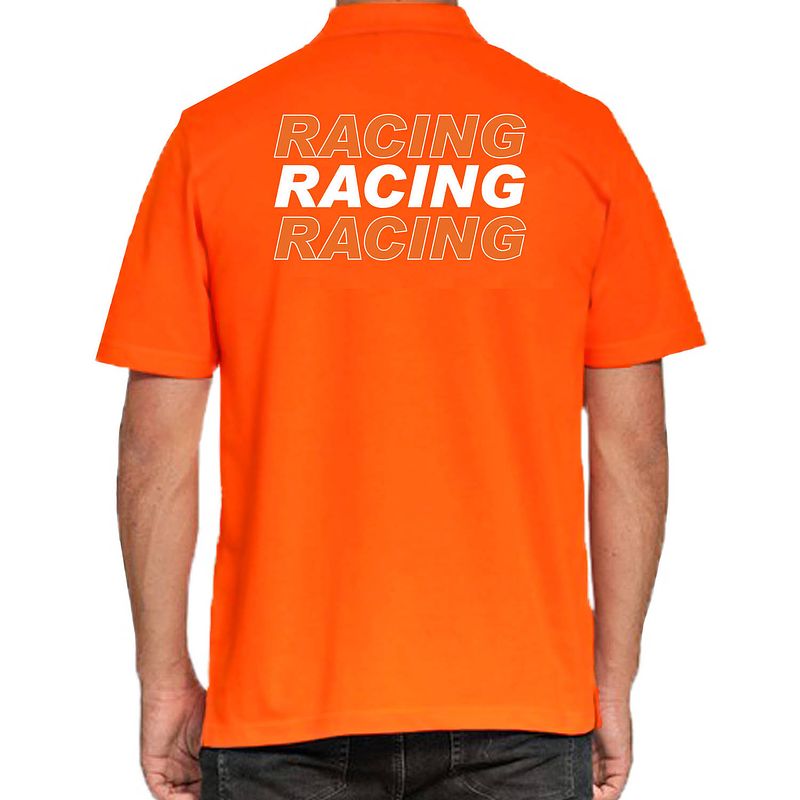 Foto van Racing supporter / race fan polo shirt oranje voor heren m - feestshirts