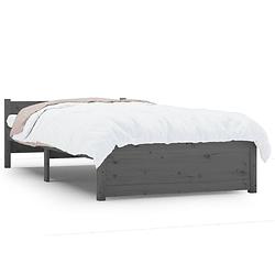 Foto van Vidaxl bedframe massief hout grijs 90x190 cm 3ft single