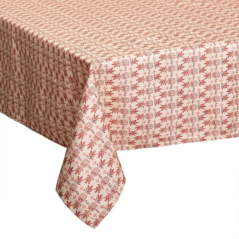 Foto van Tafelkleed rechthoekig 240 x 140 cm rood met print polyester - tafellakens