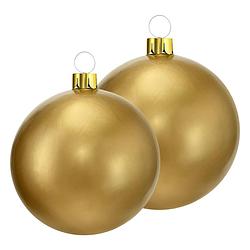 Foto van Grote opblaasbare decoratie kerstballen - 2x st - 45 en 65 cm - goud - opblaasfiguren