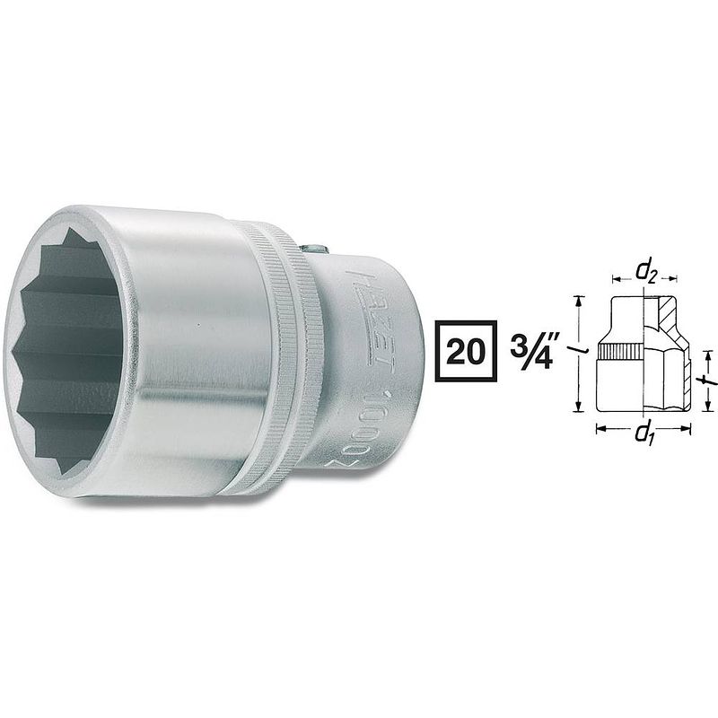 Foto van Hazet hazet 1000az-1.1/8 dop (zeskant) dopsleutelinzetstuk 1 1/8 3/4 (20 mm)