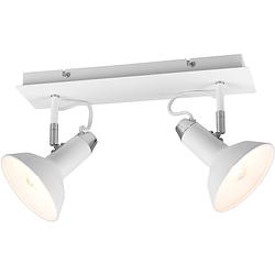 Foto van Led plafondspot - trion rollo - e14 fitting - 2-lichts - rechthoek - mat wit - aluminium