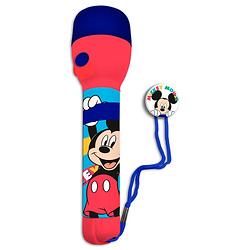 Foto van Disney mickey mouse kinder zaklamp/leeslamp - rood/blauw - kunststof - 16 x 4 cm - kinder zaklampen