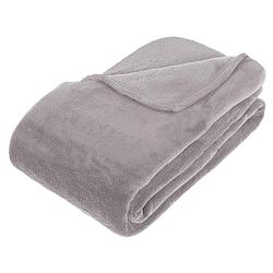 Foto van Grote fleece deken/fleeceplaid grijs 180 x 230 cm polyester - plaids