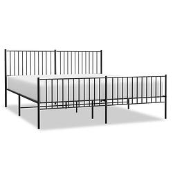 Foto van The living store bedframe - klassiek - metalen - 219x187x90.5 cm - zwart - geen matras