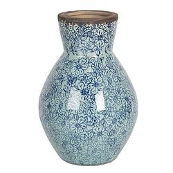 Foto van Clayre & eef vaas ø 16*24 cm blauw keramiek rond bloempot binnen pot blauw bloempot binnen pot