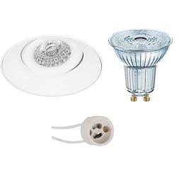 Foto van Led spot set - osram parathom par16 940 36d - pragmi nivas pro - gu10 fitting - dimbaar - inbouw rond - mat wit - 5.5w -