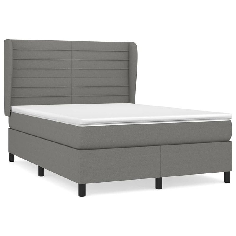 Foto van The living store boxspringbed - donkergrijs - 193x147x118/128 cm - comfortabele ondersteuning - duurzaam materiaal