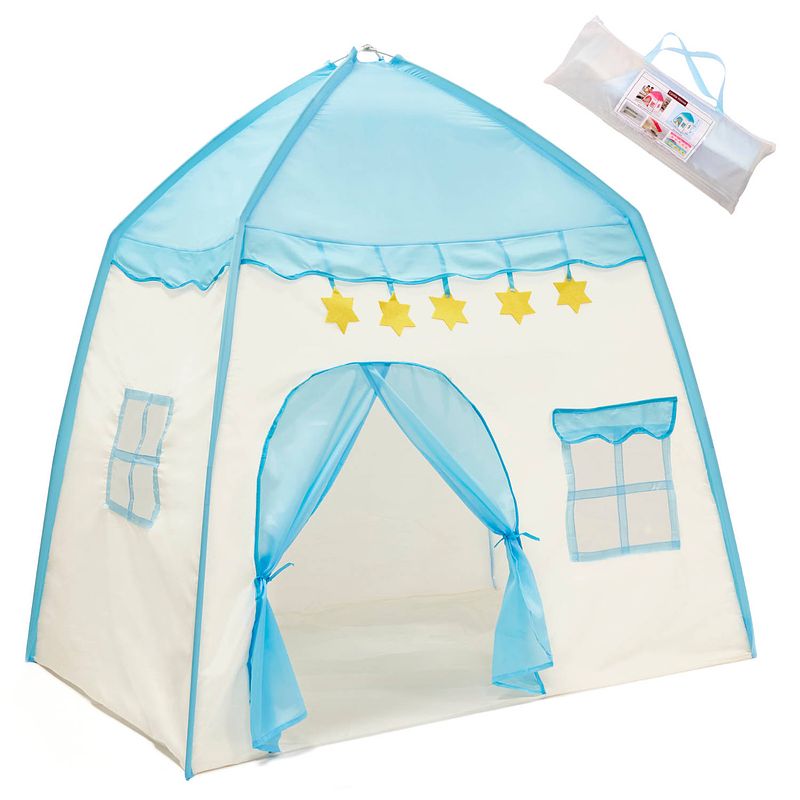 Foto van Blauwe speeltent xl kindertent om in te spelen 125 x 90 x 140 cm