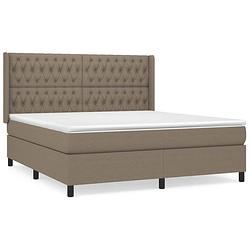 Foto van The living store boxspringbed taupe - pocketvering - 203 x 183 cm - duurzaam - verstelbaar hoofdbord - middelharde