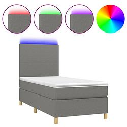 Foto van The living store boxspring - donkergrijs - 203 x 80 x 118/128 cm - verstelbaar hoofdbord - led-verlichting -