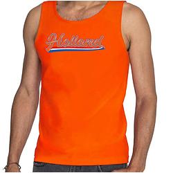 Foto van Oranje fan tanktop / kleding holland met nederlandse wimpel ek/ wk voor heren m - feestshirts