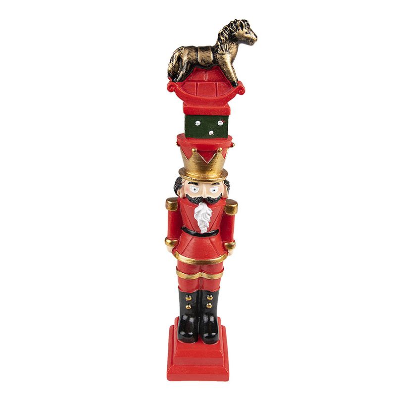 Foto van Clayre & eef kerstdecoratie notenkraker 23 cm rood kunststof decoratief figuur decoratieve accessoires woonaccessoires