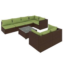 Foto van Vidaxl 8-delige loungeset met kussens poly rattan bruin