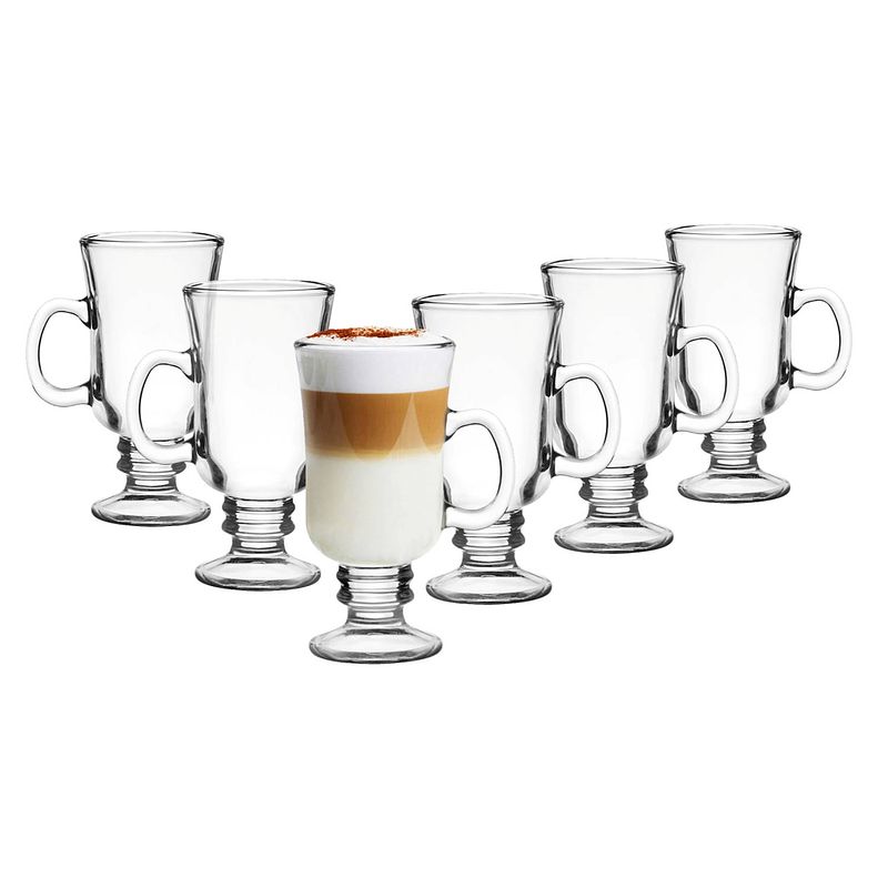 Foto van Glasmark irish coffee/koffie glazen paris - transparant glas - 6x stuks - 200 ml - koffie- en theeglazen