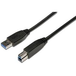 Foto van Digitus usb-kabel usb 3.2 gen1 (usb 3.0 / usb 3.1 gen1) usb-a stekker, usb-b stekker 1.80 m zwart rond, afgeschermd (drievoudig) ak-300115-018-s