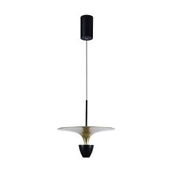 Foto van V-tac vt-7832-bg design plafondlamp - design hanglamp - ip20 - zwart+goud lamphuis - 9 watt - 1000 lumen - 3000k