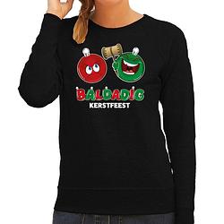 Foto van Bellatio decorations foute kersttrui/sweater voor dames - baldadig kerstfeest - zwart - ontdeugend xl - kerst truien