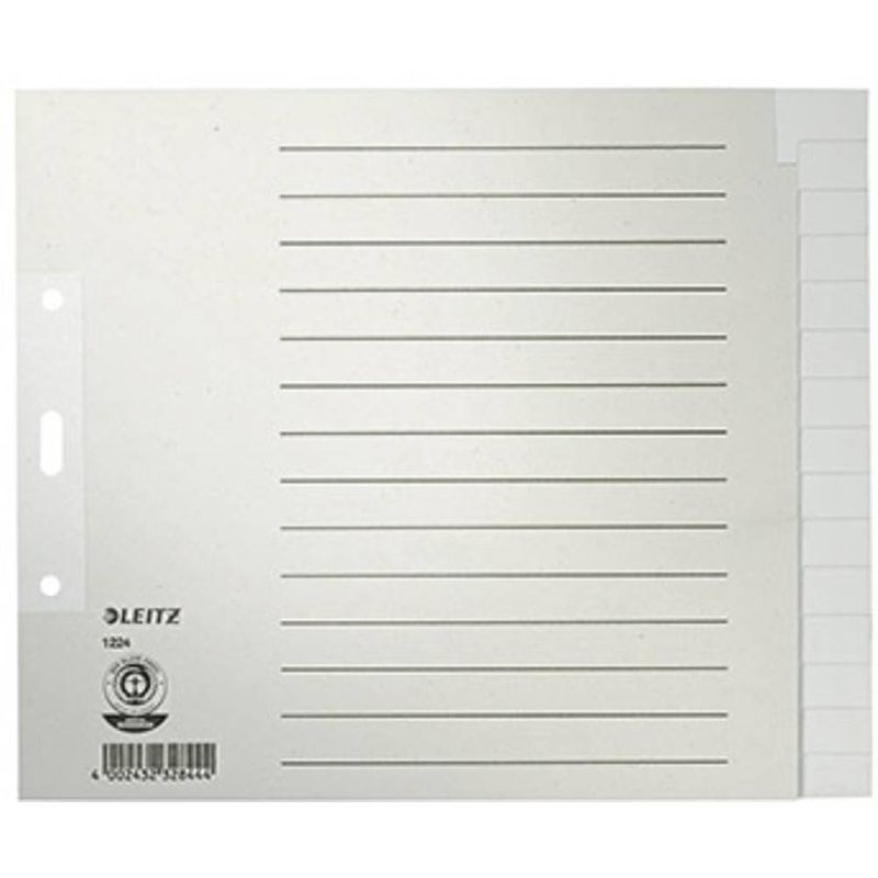 Foto van Leitz 1224 register din a4, bovenbreedte blanco manila papier grijs 15 tabbladen 12240085