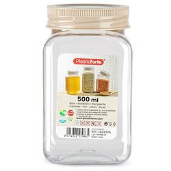 Foto van Voorraadpot/bewaarpot - 500 ml - kunststof - beige - b7 x h13 cm - voorraadpot