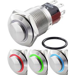 Foto van Tru components tc-7495048 tc-gq16-kh-11e/j/41rgb/12v/s vandalismebestendige drukschakelaar 48 v/dc 2 a 1x uit/(aan) moment rood, groen, blauw, rgb ip65 1