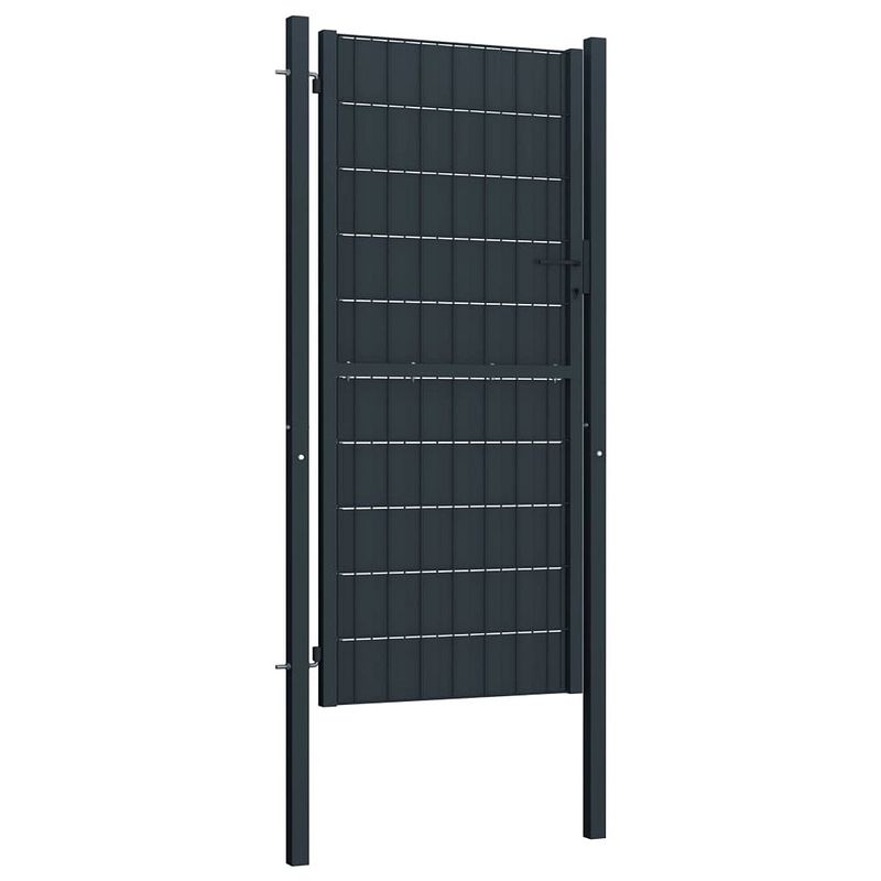 Foto van The living store tuinpoort - pvc en staal - 100 x 204 cm - antraciet - vergrendelbaar