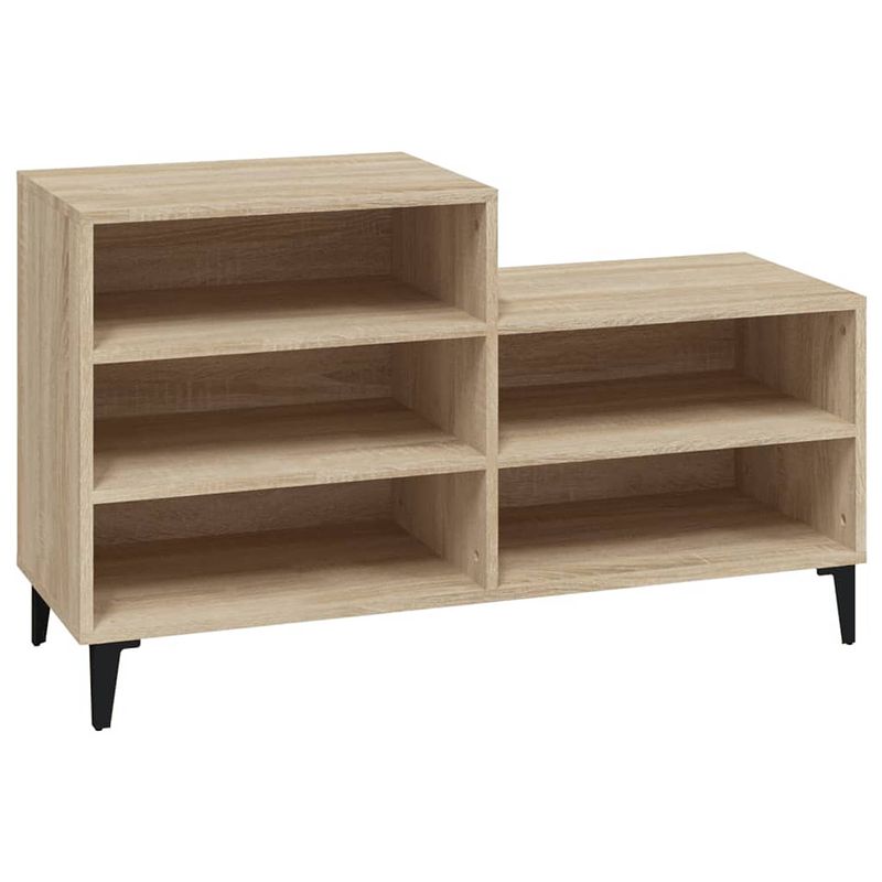 Foto van The living store schoenenkast sonoma eiken - 102 x 36 x 60 cm - bewerkt hout en metaal