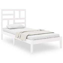 Foto van The living store bedframe - houten eenpersoonsbed - stabiel en comfortabel - 90 x 200 cm - wit