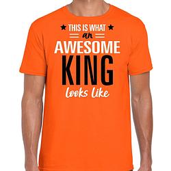 Foto van Oranje koningsdag t-shirt - awesome king - voor heren 2xl - feestshirts