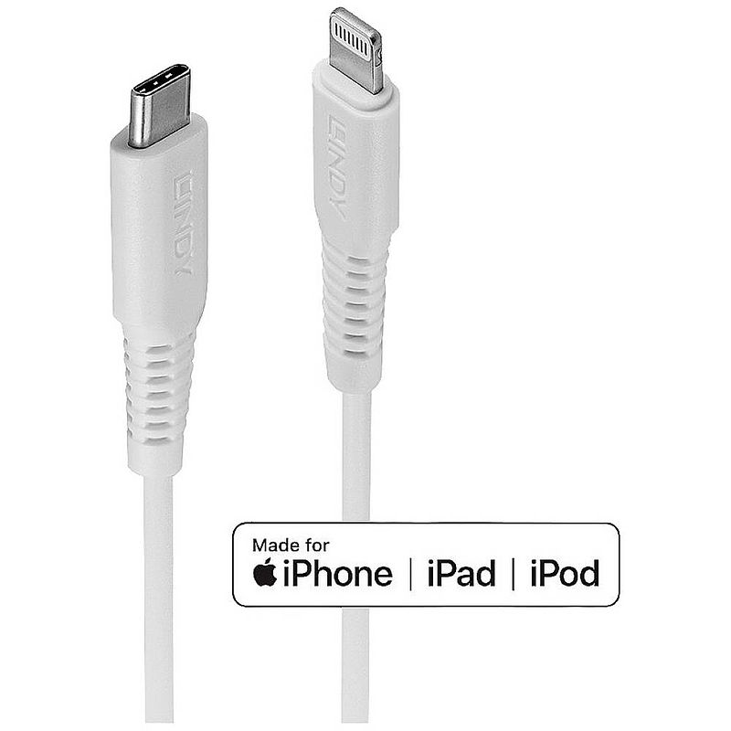 Foto van Lindy usb-kabel usb 2.0 apple lightning stekker, usb-c stekker 2 m wit 31317