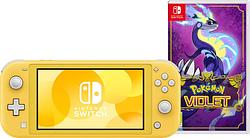 Foto van Nintendo switch lite geel + pokémon violet