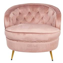 Foto van Clayre & eef fauteuil met armleuning 74x81x71 cm roze metaal textiel rond woonkamer stoel relax stoel binnen roze