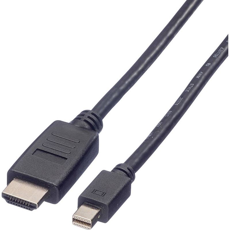 Foto van Value mini-displayport / hdmi adapterkabel mini displayport stekker, hdmi-a stekker 4.50 m zwart 11.99.5793 afgeschermd displayport-kabel