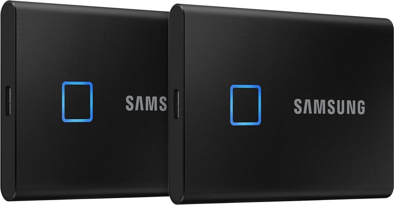 Foto van Samsung t7 touch portable ssd 2tb zwart - duo pack
