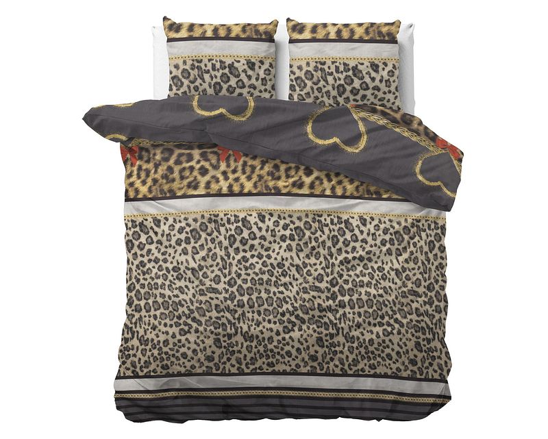 Foto van Dekbedovertrek be tiger - eenpersoons (140x220 cm) - taupe polyester-katoen - dessin: patroon - sleeptime elegance - dekbed-discounter.nl