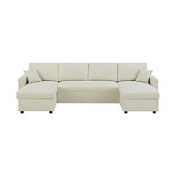 Foto van Owens omkeerbare hoekbank - 2 opbergruimen - 2 kussens - beige - 300 x 148 x 83 cm