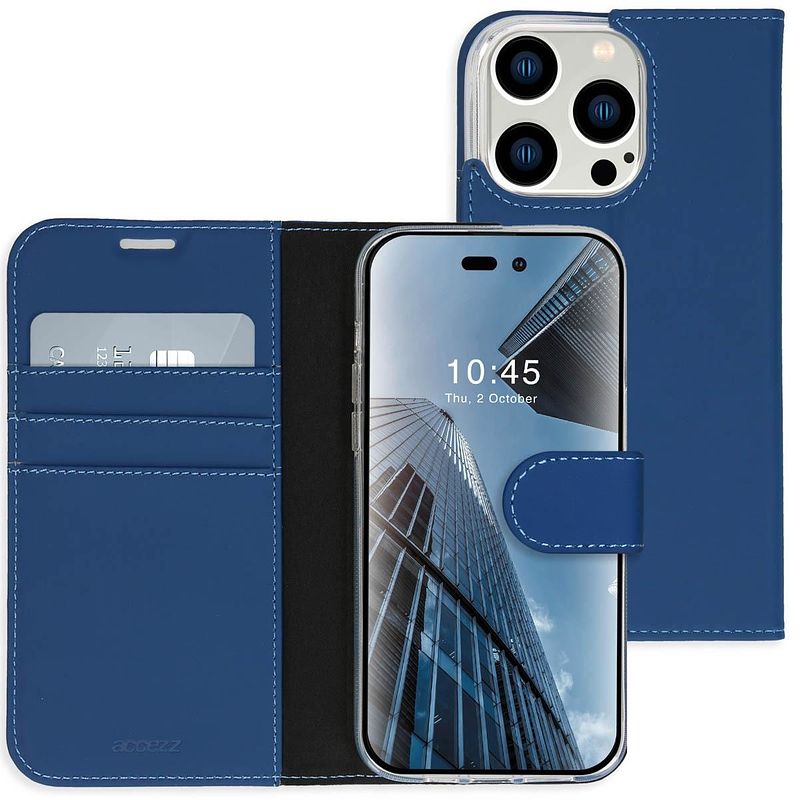 Foto van Accezz wallet case voor apple iphone 14 pro max telefoonhoesje blauw