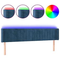 Foto van The living store hoofdbord led - donkerblauw stof - 203x16x78/88 cm - verstelbare hoogte - comfortabele ondersteuning