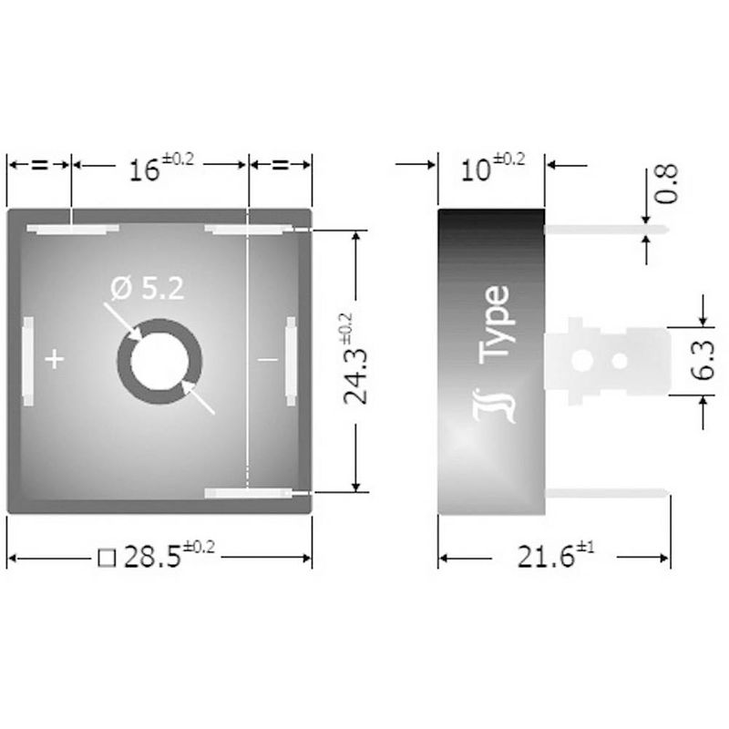 Foto van Tru components tc-db25-12 bruggelijkrichter d-63 1200 v 25 a driefasig