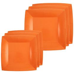 Foto van Feest/verjaardag bordjes set - 40x stuks - oranje - 18 cm en 23 cm - feestbordjes