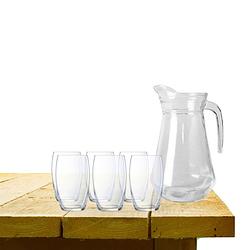 Foto van Gerim karaf schenkkan glas 1000 ml met 6x stuks versailles waterglazen - drinkglazen