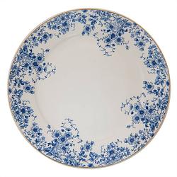 Foto van Clayre & eef servies dinerbord ø 26*2 cm blauw porselein rond bloemetjes eetbord wit eetbord